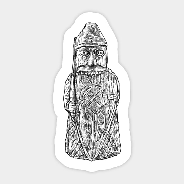 Legendary Berserker Battle: Lewis Chessmen Unleashed Sticker by Holymayo Tee